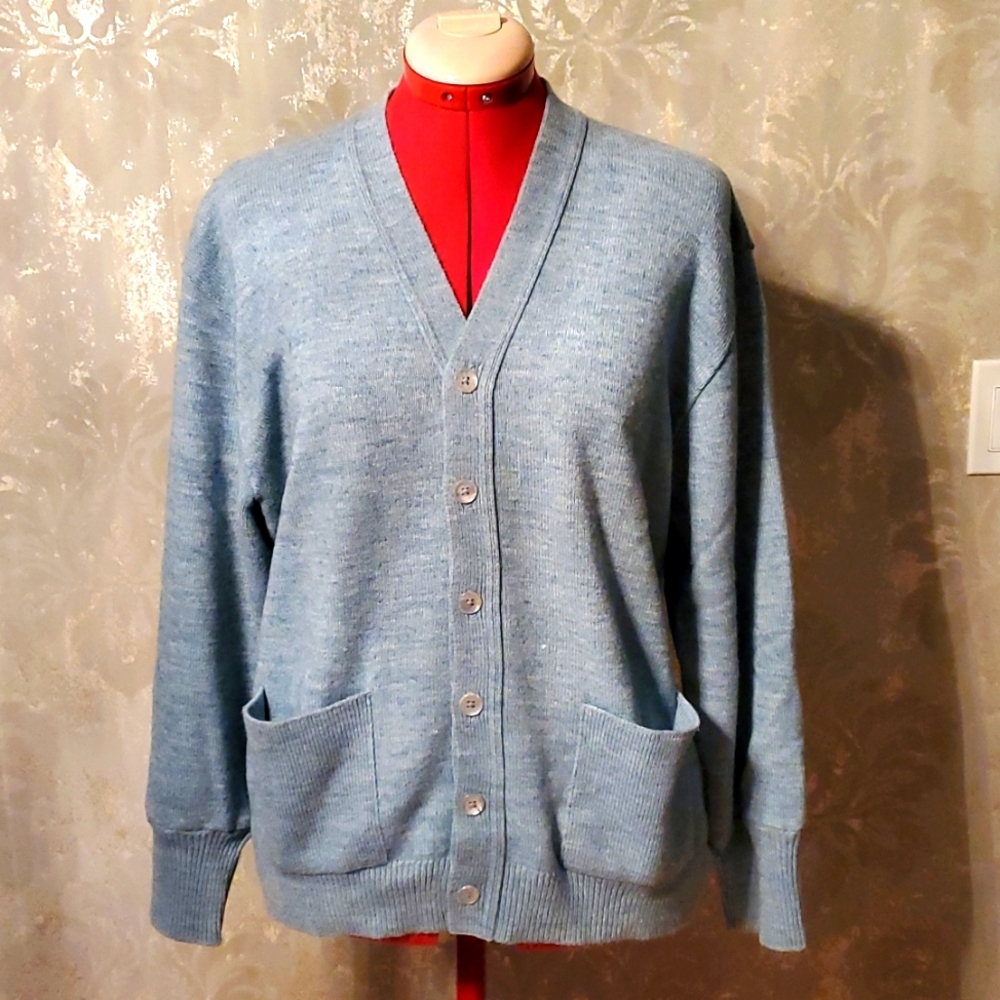 Vintage Lord Jeff wool blend blue cardigan